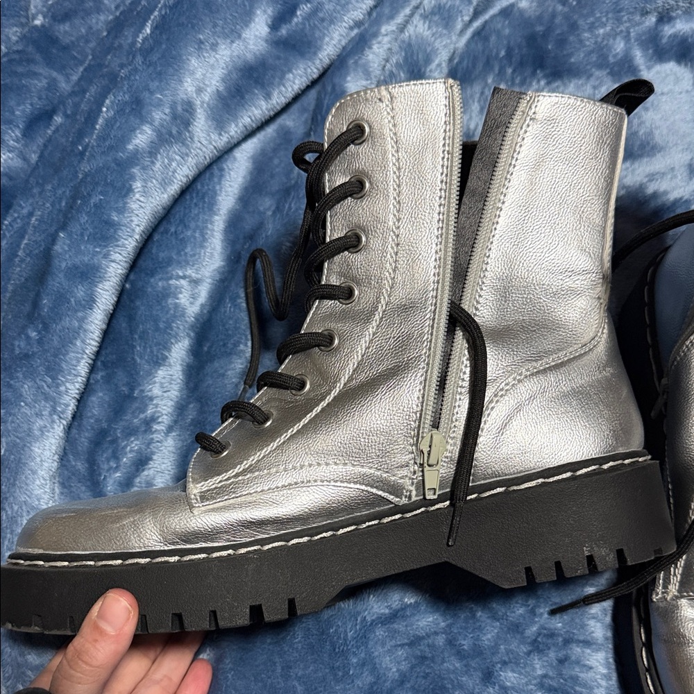 Sincerely Jules Metallic Combat Boots - Picture 7 of 7